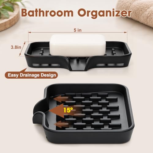 CAKETIME 2 Pack Silicone Soap Dish with Drainage Holes for - Product Imagery