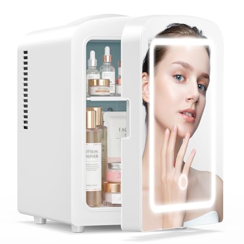 Xbeauty 4L Mini Skincare Fridge With Dimmable LED Mirror - Product Imagery