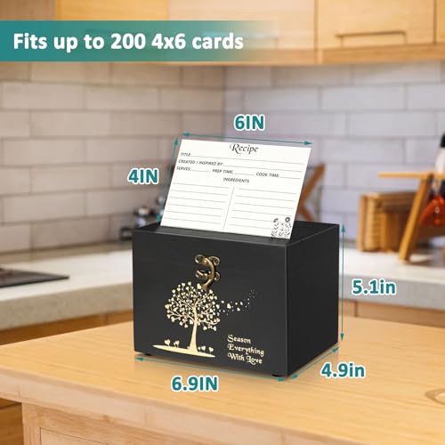 CypherX Recipe Box with Cards and Dividers - Wooden Recipe Card - Product Imagery