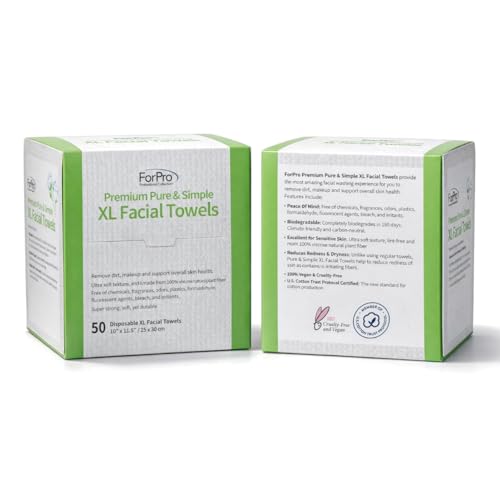 ForPro Pure & Simple XL Facial Towels, 50ct, 10"x11.5", Vegan, - Product Imagery