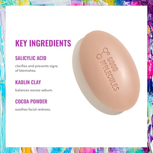 Good Molecules Clarify and Cleanse Bar, Salicylic Acid Bar Soap, - Product Imagery