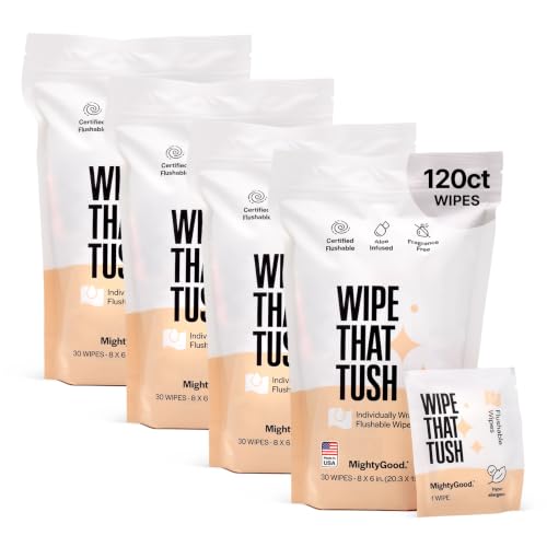 Wipe That Tush On The Go Flushable Wipes 4 Pack of 30 - MightyGood. Official Imagery - 1