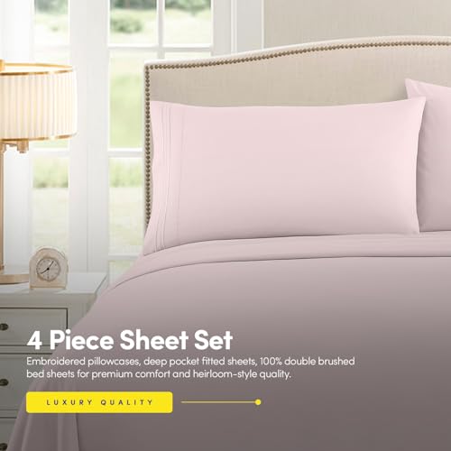 1500 Supreme Collection Queen Sheet Sets Pale Pink - Luxury - Product Imagery