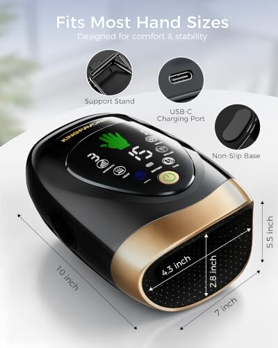 Hand Massager with Heat and Compression, Model HM01, Black - Product Imagery