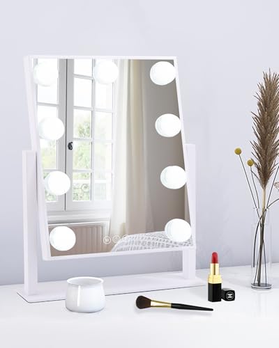 Lighted Makeup Mirror White Vanity Mirror with Lights 9 LED - BWLLNI Official Imagery - 1