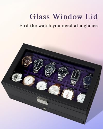 GUKA Watch Box, 12 Slot Watch Case, Watch Cases for men with - Product Imagery
