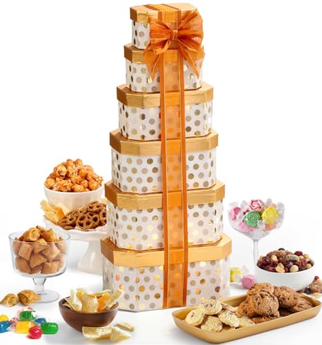 Broadway Basketeers Towering Food Gift Boxes with Snacks - Broadway Basketeers Official Imagery - 1