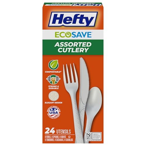 Hefty ECOSAVE Compostable Assorted Cutlery Set, 8 Forks, 8 - Product Imagery