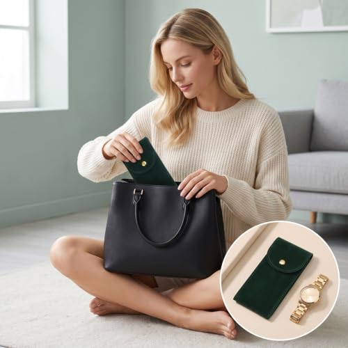 Amabro 4×Velvet Watch Travel Pouch Double Layer Case Copper - Product Imagery