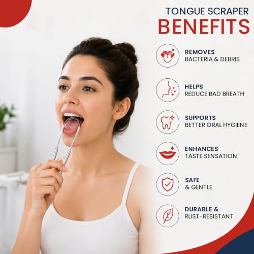 Tongue Scraper Cleaner (2 Pcs) Best Stainless Steel Tongue - Product Imagery