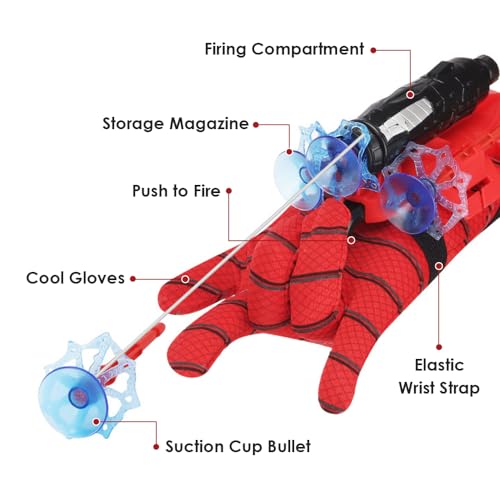 Xohny Spider Web Shooters with Glove for Kids Cosplay Party Favor - Product Imagery