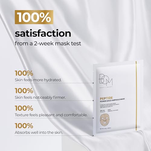 BOM Power Gold Ampoule Mask 0.88 oz, Peptide & Gold Sheet Mask - Product Imagery