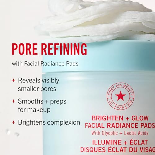 First Aid Beauty Brighten & Glow Facial Radiance Pads, AHA, - Product Imagery