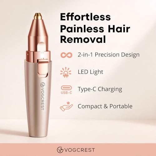 VG VOGCREST Eyebrow & Facial Trimmer: 2 in1 Rechargeable Facial - Product Imagery
