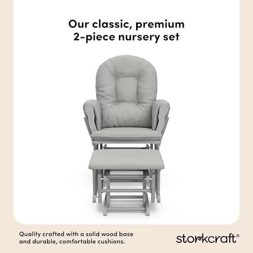 Storkcraft Premium Hoop Glider & Ottoman, Pebble Gray/Light Gray - Product Imagery