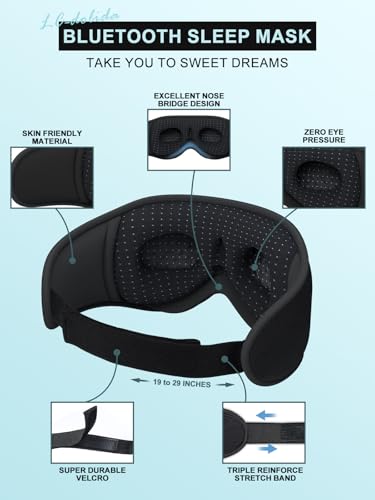 LC-dolida Sleep Headphones, 3D Sleep Mask Bluetooth Wireless - Product Imagery