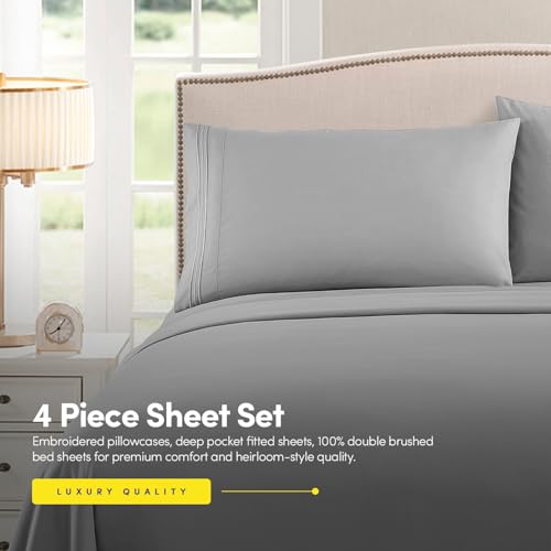 1500 Supreme Collection Queen Sheet Sets Light Gray Silver - - Product Imagery