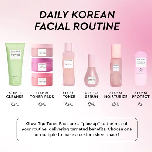 Glow Recipe Toner Pads Kit Trial Set, 12-Piece Korean Toner Pad - Product Imagery