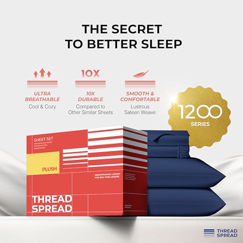 THREAD SPREAD 100% Egyptian Cotton Sheets California King Size - - Product Imagery