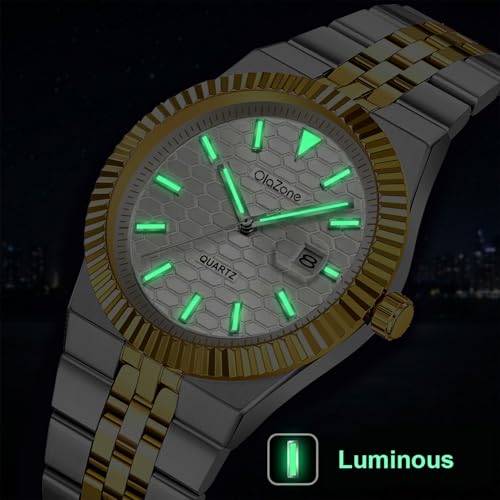 OLAZONE Mens Watches Men’s Quartz Analog Watch Stainless Steel - Product Imagery