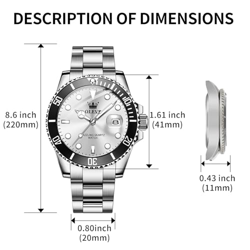 OLEVS Luxury Watches for Men Big Stainless Steel Waterproof - Product Imagery
