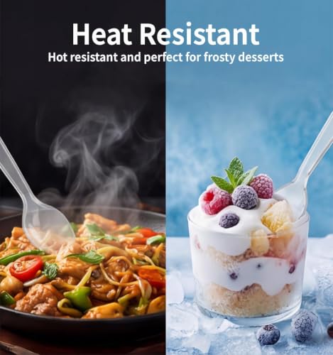 390 Count Disposable Clear Plastic Spoon Heavy Duty,6.5 Inch,Bulk - Product Imagery