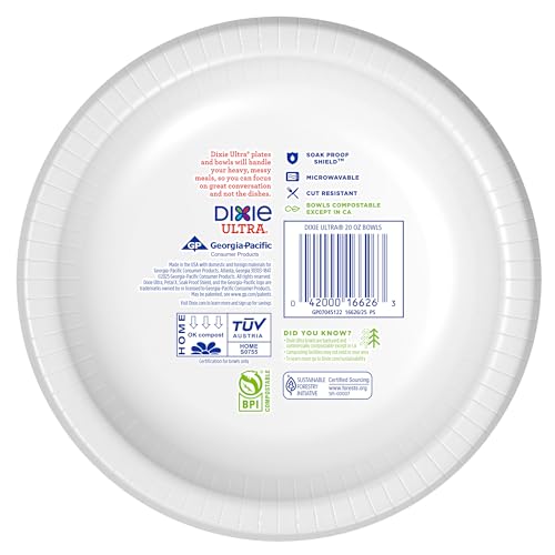 Dixie Ultra Large Paper Bowls 20oz, 25 CT - Product Imagery