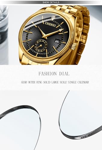 FANMIS Men Luxury Analog Quartz Gold Watch Business Dress - Product Imagery