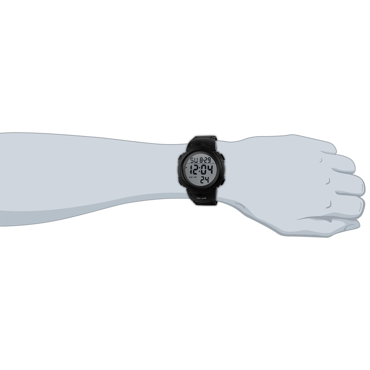 PASOY Men's Simple Outdoor Sports Digital Watch Waterproof Swim 50MM - View 6