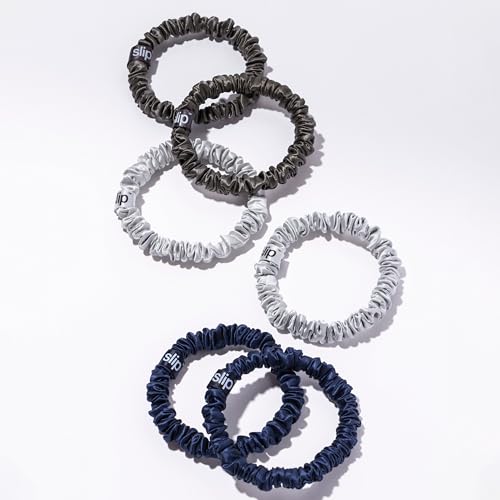 Slip Silk Hair Ties, Midnight Collection Scrunchies, Set of 6 | - Product Imagery