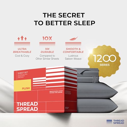 THREAD SPREAD 100% Egyptian Cotton Queen Sheets Set - 1200 - Product Imagery