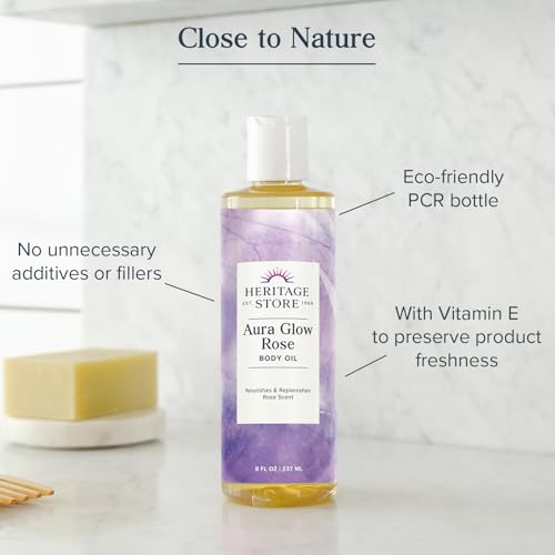 HERITAGE STORE Aura Glow Rose Body Oil, 8 fl oz - Product Imagery