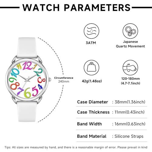 Bisley Watch for Women Big Face Colorful Arabic Numeral Easy to - Product Imagery