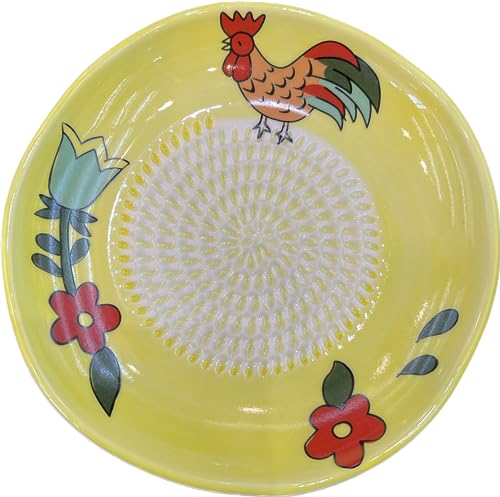 Premium Ceramic Garlic Grater Plate Set - Yellow Rooster - Product Imagery