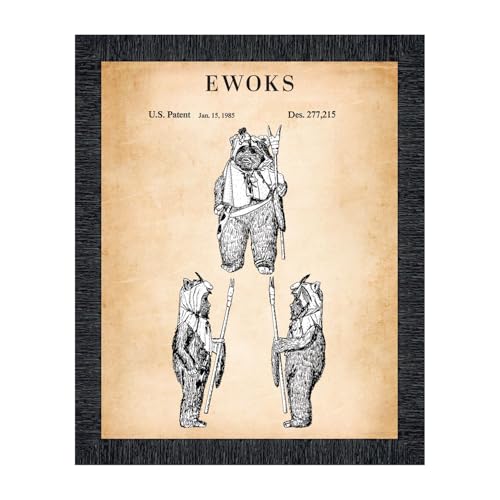 R2-D2, C-3PO and Ewoks Three Framed Patent Print Set, Vintage - Product Imagery