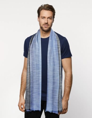 Color Block Summer Scarf for Men Long Neck Wraps Shawl - Product Imagery