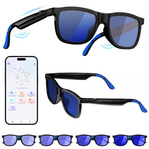 AI Smart Glasses with Electrochromic Lenses, Open Ear Music& - Product Imagery