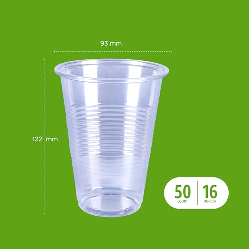 Amazon Basics Disposable Clear Plastic Cups for Cold Drinks, - Product Imagery