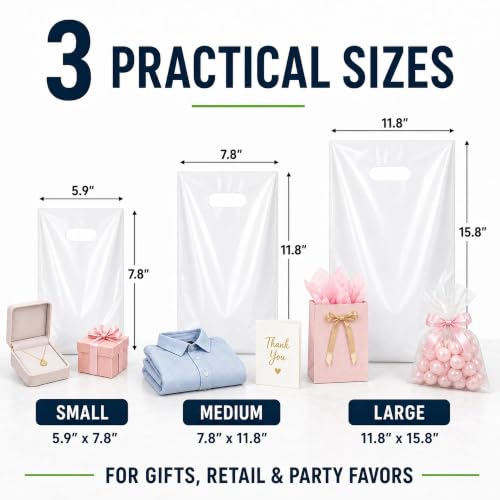 ysmile Small Thank You Bags with Handles – 100 Pack 5.9"x7.8" - Product Imagery