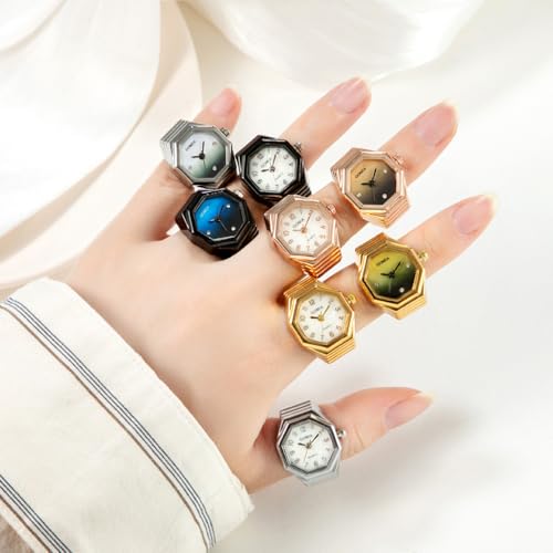 4Pcs Creative Ring Finger Watches Octagon Gradient Dial - Product Imagery