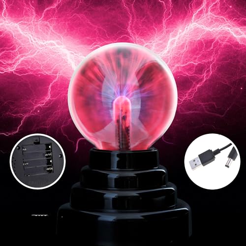 PowerTRC Plasma Ball, 3 inch Plasma Night Lamp, USB or Battery - Product Imagery