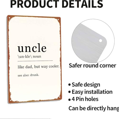 8x12 Inch Aluminum Funny Uncle Definition Sign, Humorous - Product Imagery