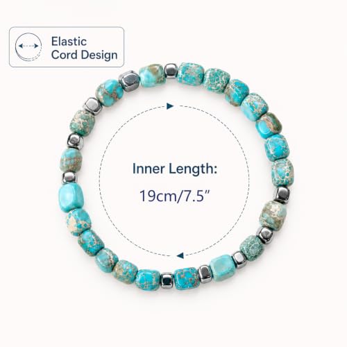 Turquoise Hematite Beaded Bracelet for Men & Women - Product Imagery