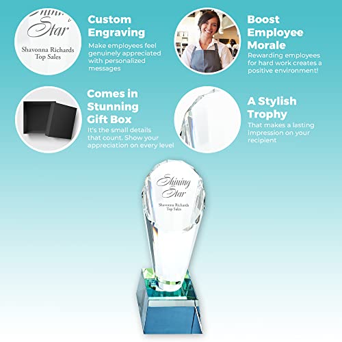 Baudville Engraved Crystal Spotlight Trophy - Clear Award - - Product Imagery