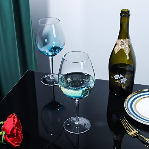 Joeyan Handmade Blue Crackle Wine Glasses,Crystal Wine Glass Cup - Product Imagery