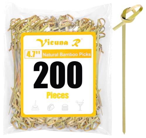 200PCS Cocktail Picks, Bamboo Knot Skewers, Fancy Toothpicks for - Product Imagery