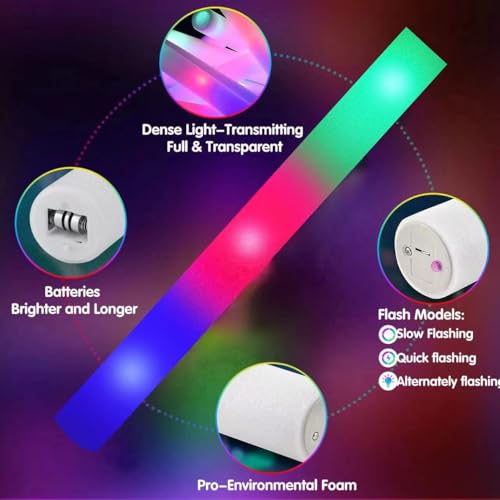 28PCS LED Foam Glow Sticks, Foam Light up Sticks Bulk Party Pack - Product Imagery