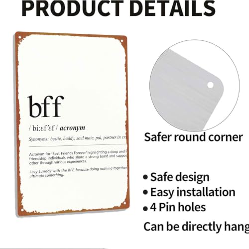8x12 Inch Aluminum BFF Definition Print Sign, Best Friend - Product Imagery