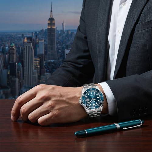 NIBOSI Men's Analog Watch, Gold Silver Stainless Steel Strap, - Product Imagery