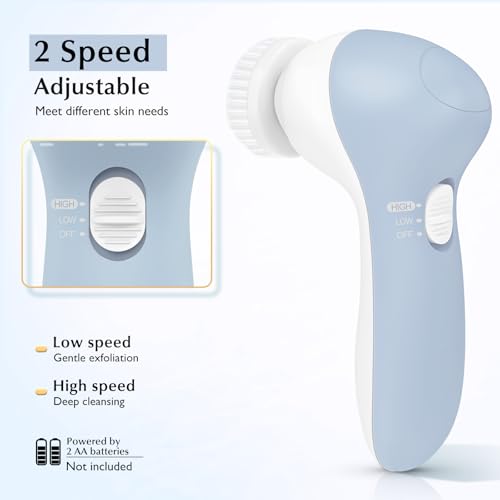 COSLUS Facial Cleansing Brush Face Scrubber, 2-in-1 Rotating - Product Imagery